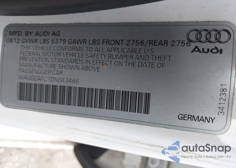 2013 Audi A6 3.0T Premium из США, поврежденный, VIN WAUGGAFC7DN043466